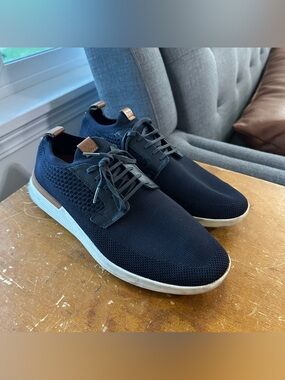 Men's Knit Navy Casual Sneakers with White Sole 🌾